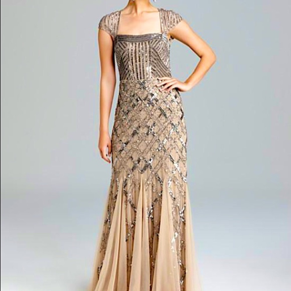 Adrianna Papell sequin cap sleeve gown
